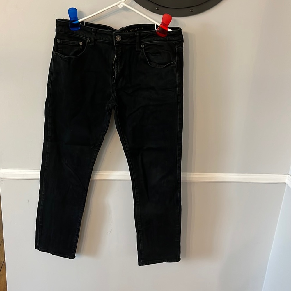 Black American Eagle Active Flex Slim Straight Jeans